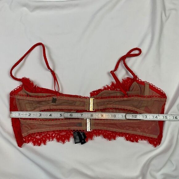 For Love And Lemons VS Faye Lace Underwire Long Line Bustier Bra Red XL - Picture 8 of 10